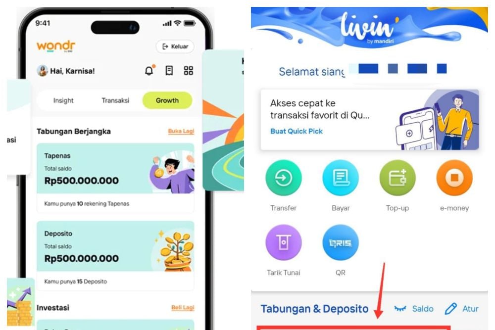 Perbandingan Super App wondr by BNI Vs Livin by Mandiri, Simak!